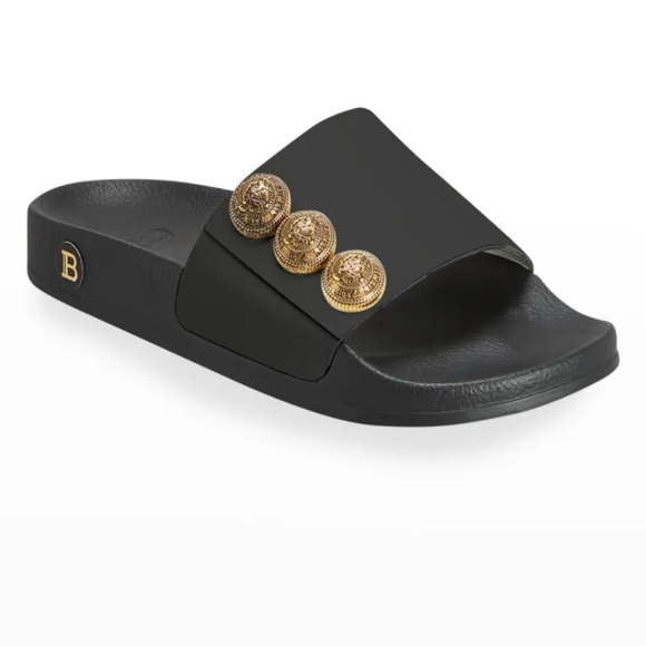 Balmain | Shoes | Balmain Symi Button Slide Black Slip On